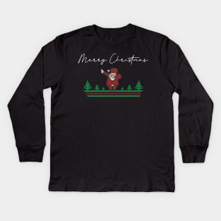 Christmas Dabbing - Knitted Santa Claus 2 Kids Long Sleeve T-Shirt